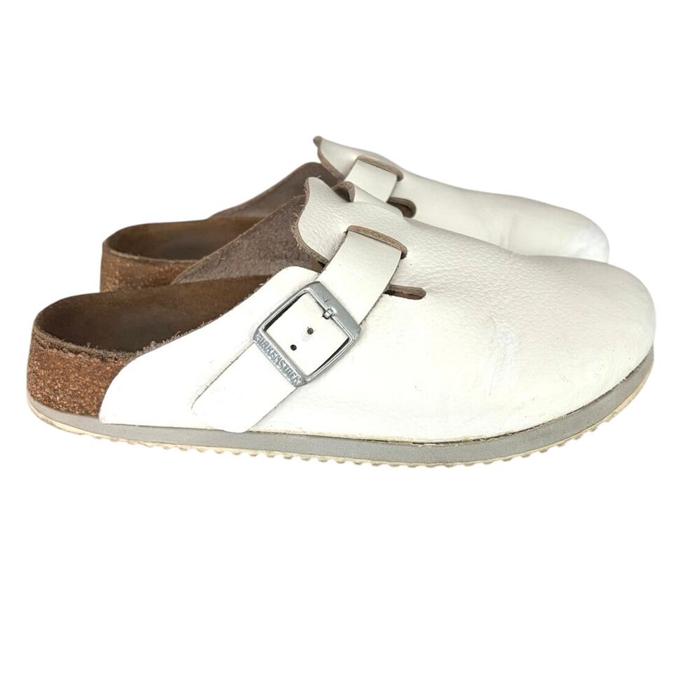 Birkenstocks Boston leather white clogs size 8 women’s boho fall casual comfort